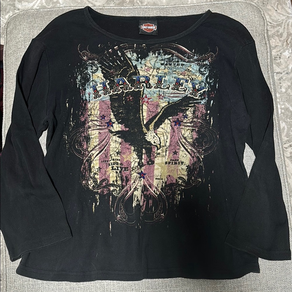 Harley-Davidson Black and Multicolor Graphic Tee